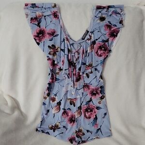Fashion Nova Blue Floral Romper